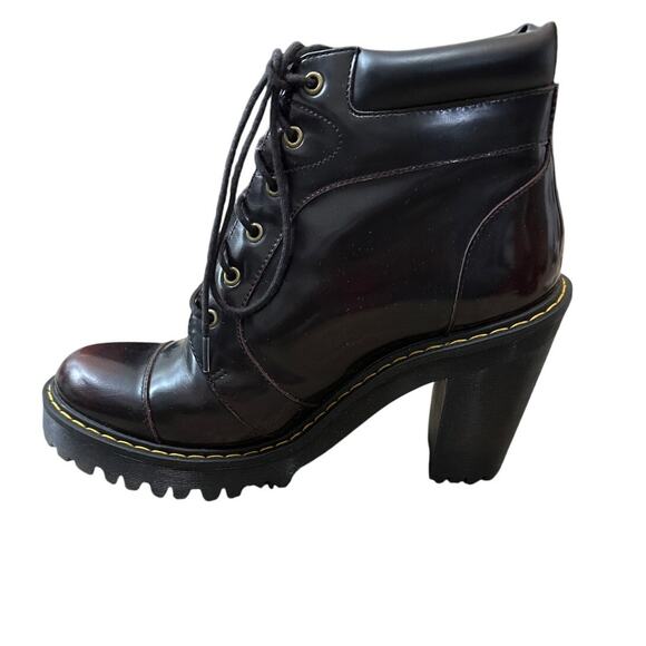 Dr. Martens Averil Women's Leather Heeled Ankle Boots Size 8 Burgundy - Picture 4 of 9